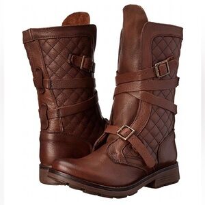 Steve Madden Bounti Leather Combat Motorcycle Moto Boots Buckle Womens 9.5 Brown